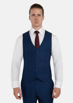 Royal Blue Microcheck Vest - SARTORO