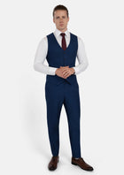 Royal Blue Microcheck Vest - SARTORO472