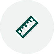 Icon of a green ruler on a white background
