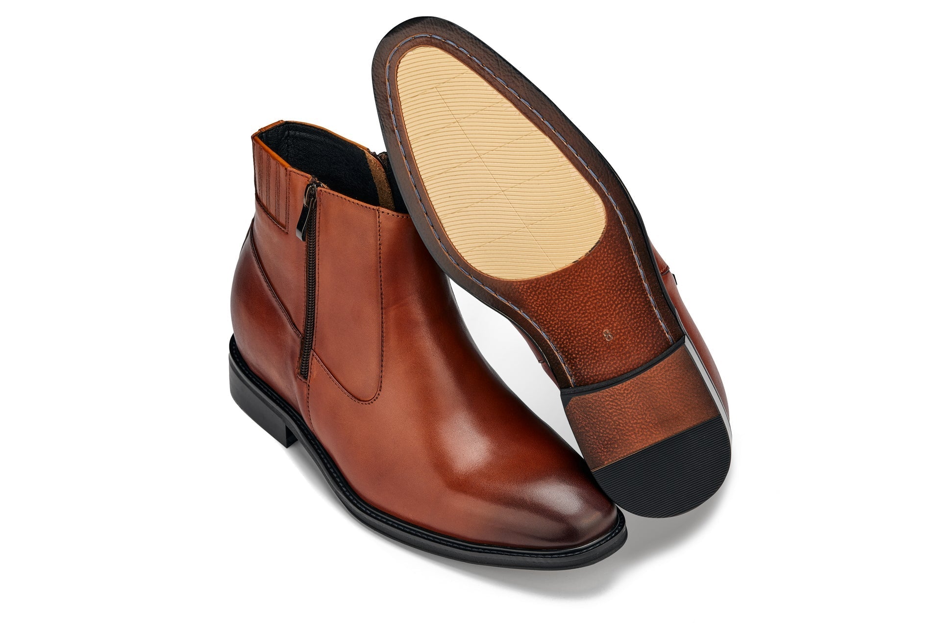 Rust Brown Lightweight Zipper Boots - 2590