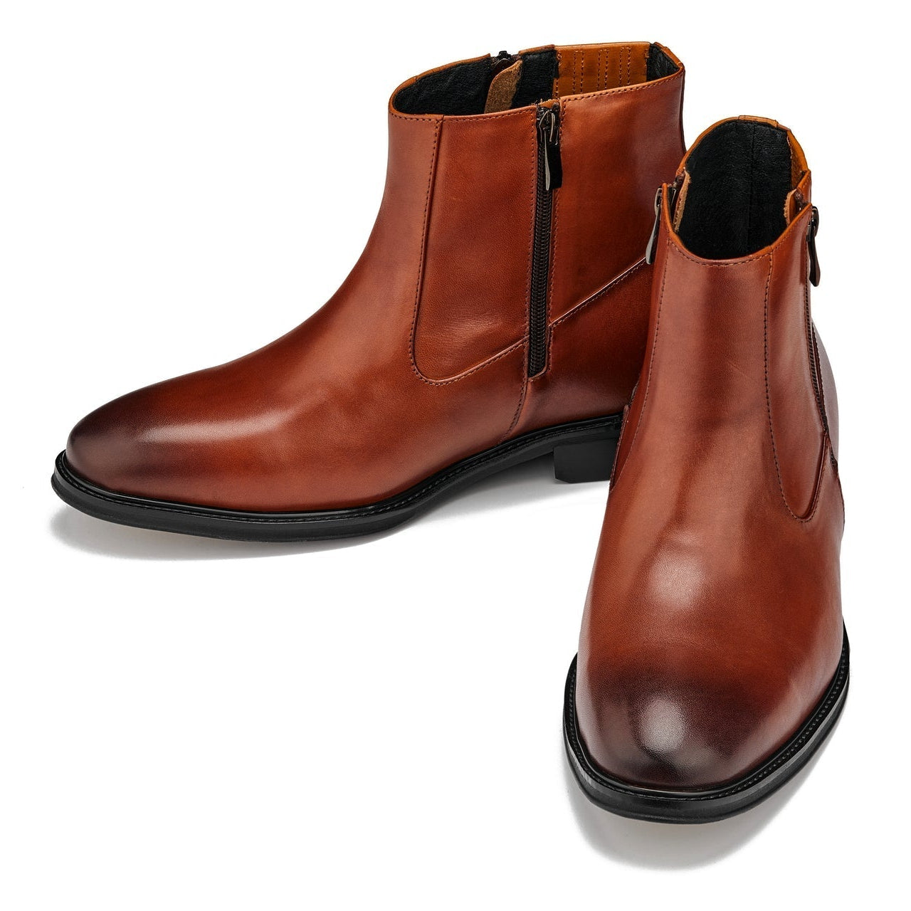 Rust Brown Lightweight Zipper Boots - 2690