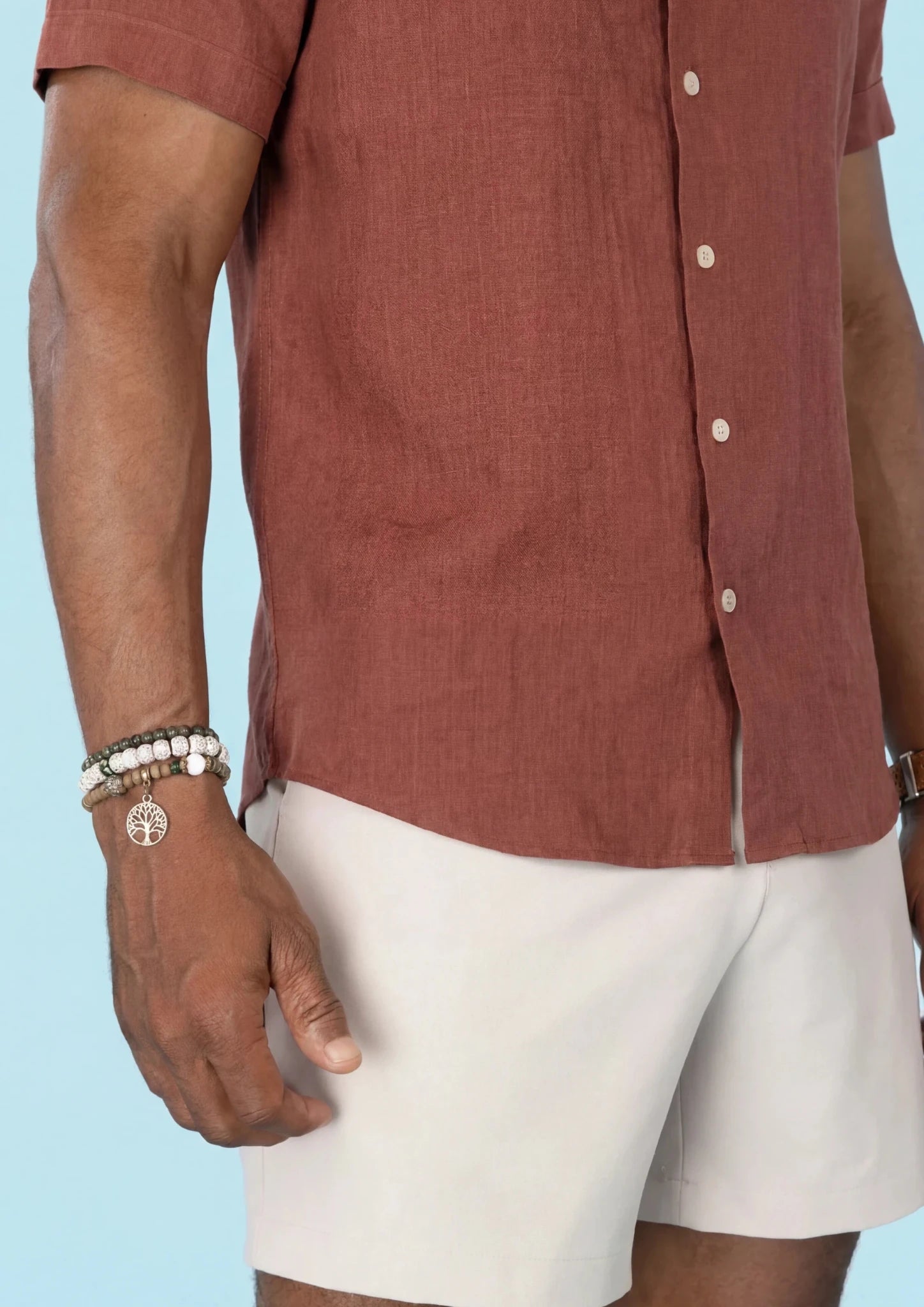 Rust Linen Blend T-Shirt - SARTORO208