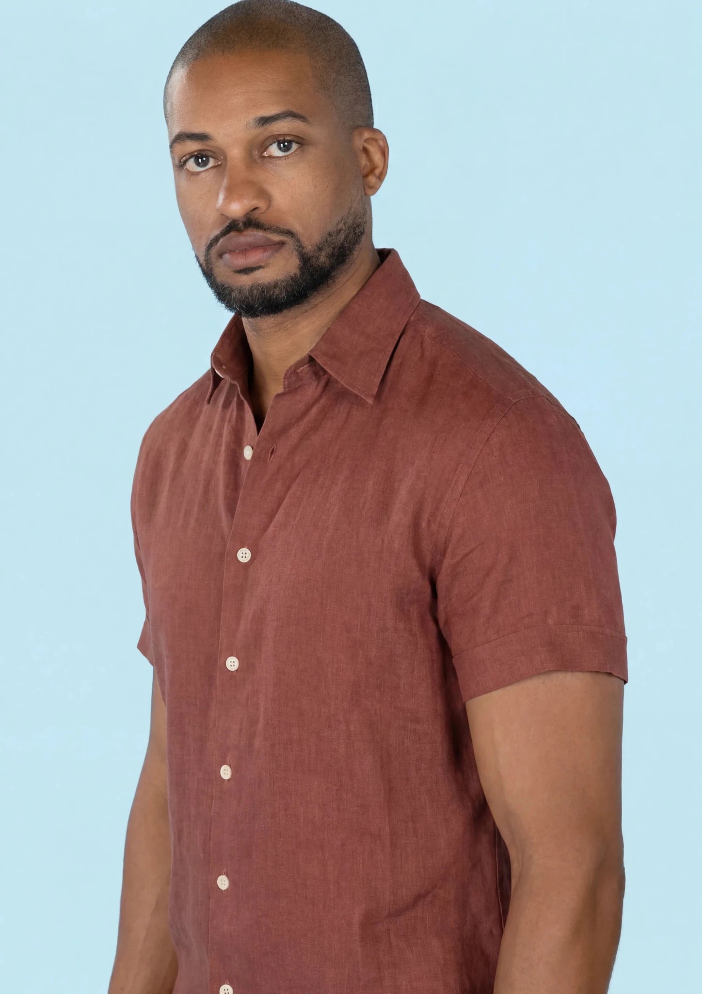 Rust Linen Blend T-Shirt - SARTORO740