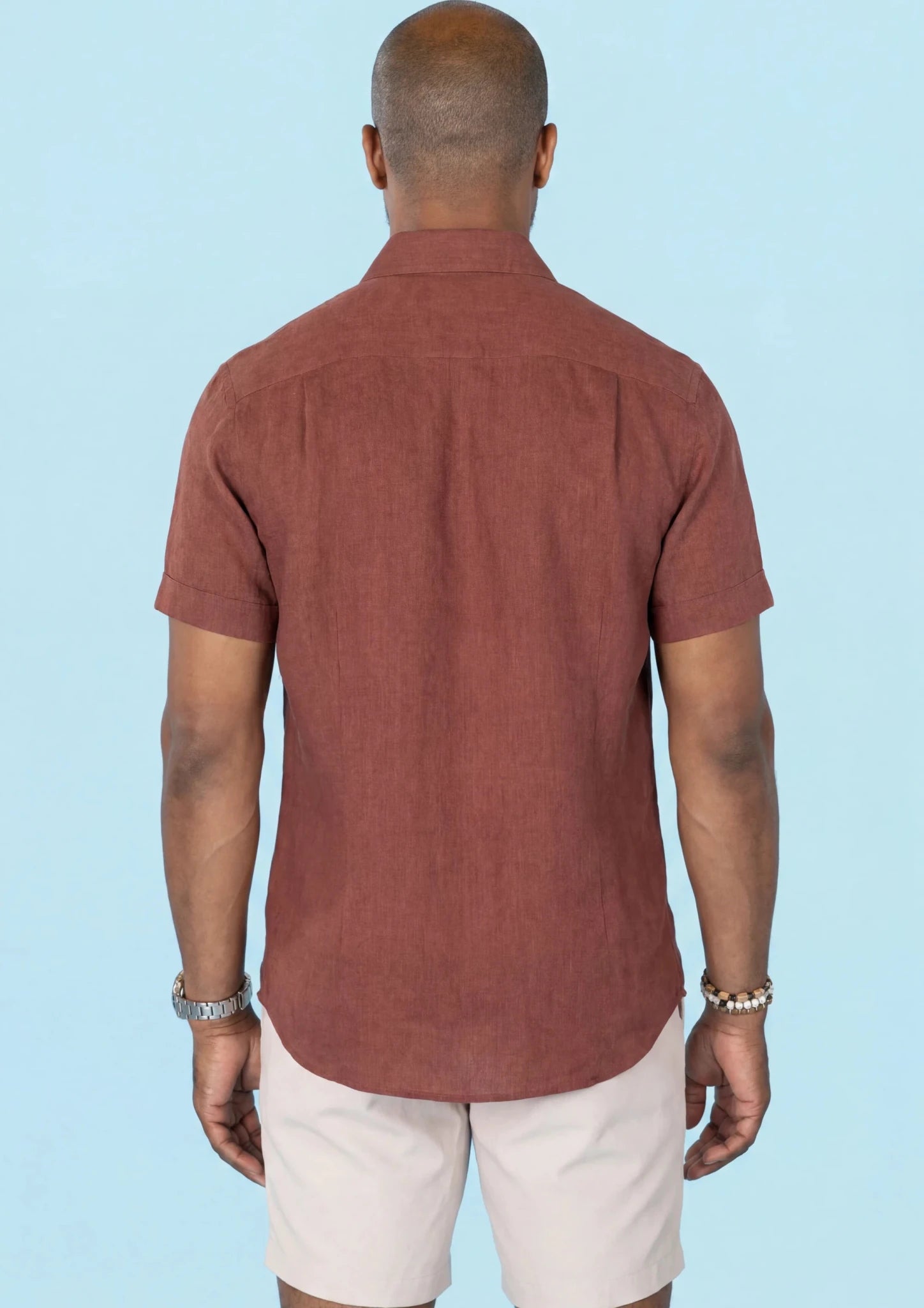 Rust Linen Blend T-Shirt - SARTORO50