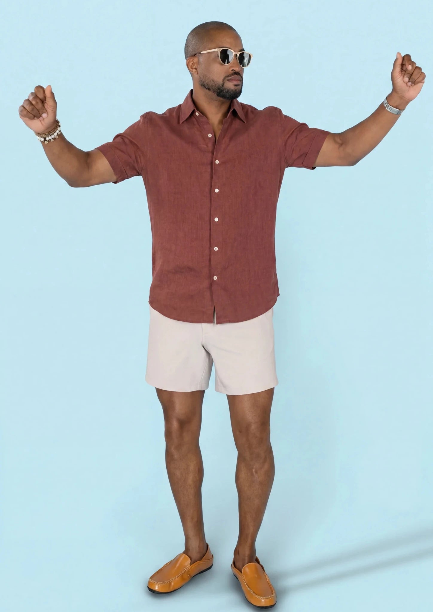 Rust Linen Blend T-Shirt - SARTORO86