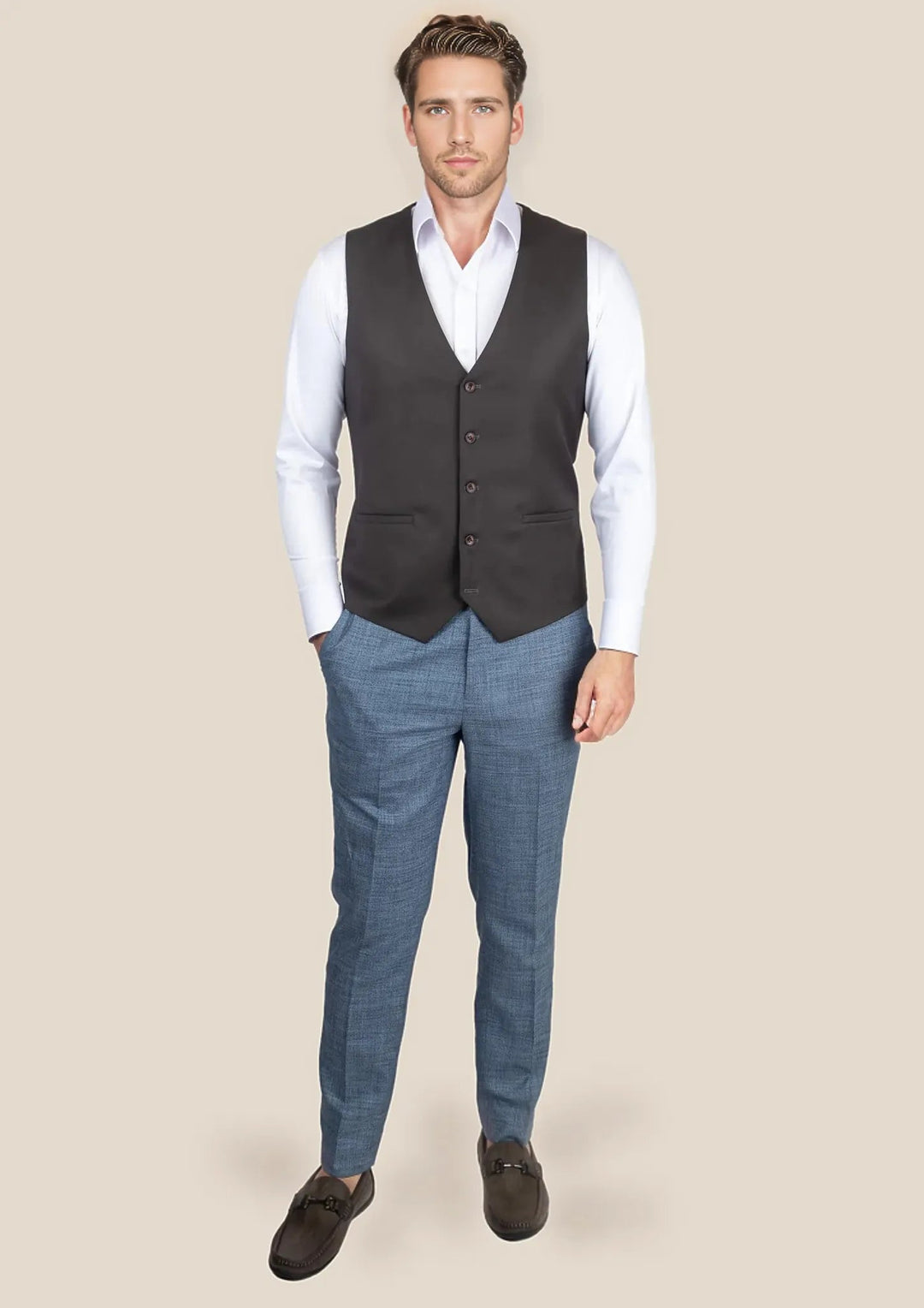 Sable Brown Twill Vest - SARTORO