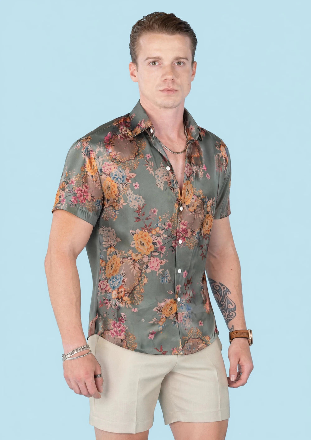 Sage Bouquet Silk Shirt599