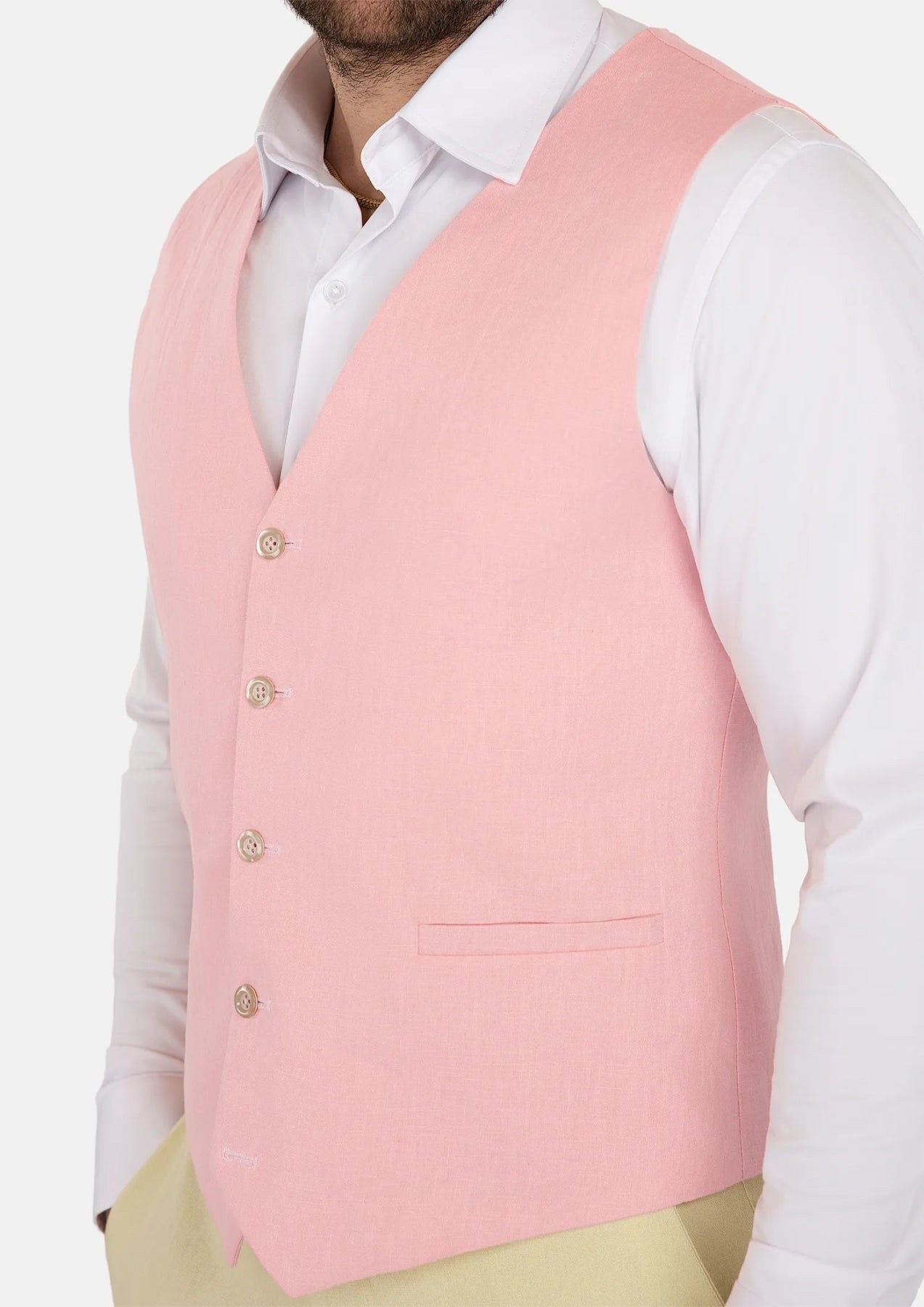 Salmon Linen Vest - SARTORO743