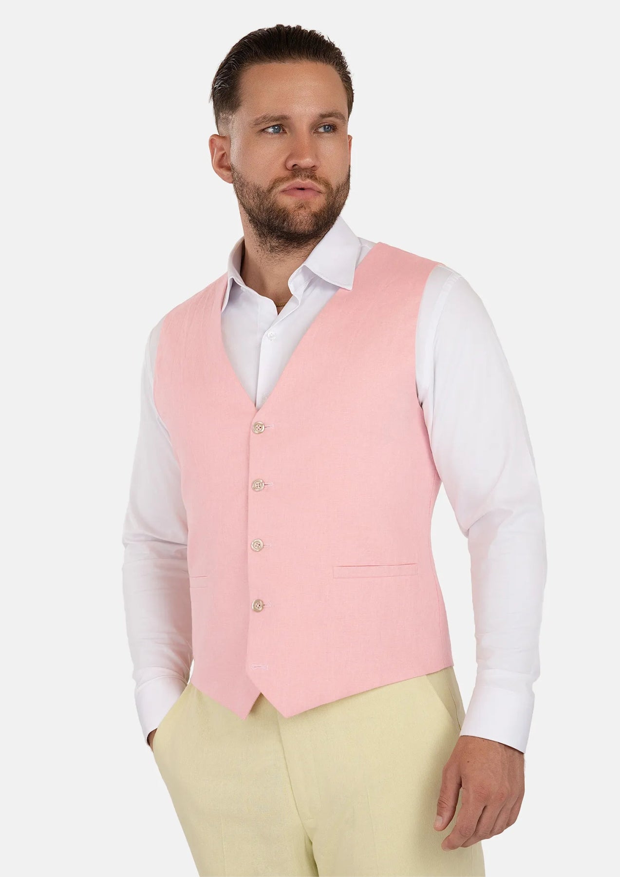 Salmon Linen Vest - SARTORO892