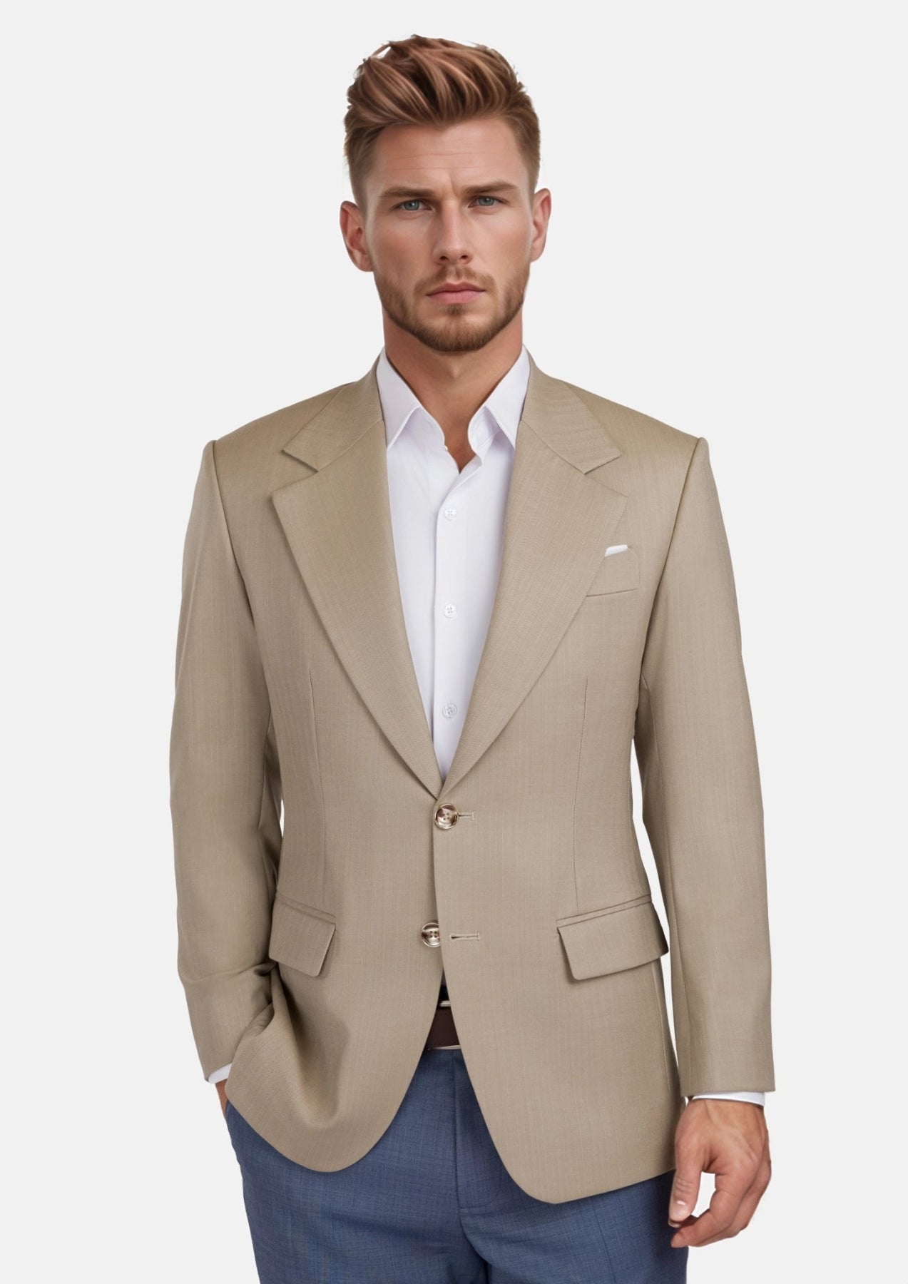 Sand Herringbone Ellis Jacket - SARTORO