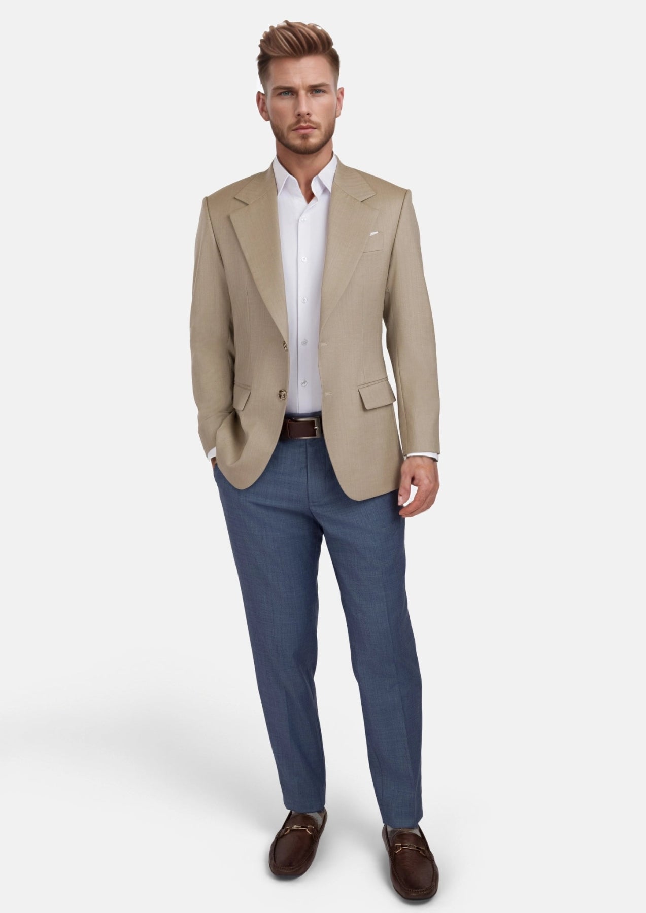 Sand Herringbone Ellis Jacket - SARTORO