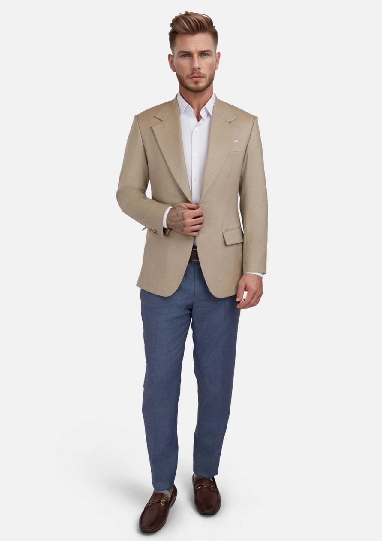 Sand Herringbone Ellis Jacket - SARTORO