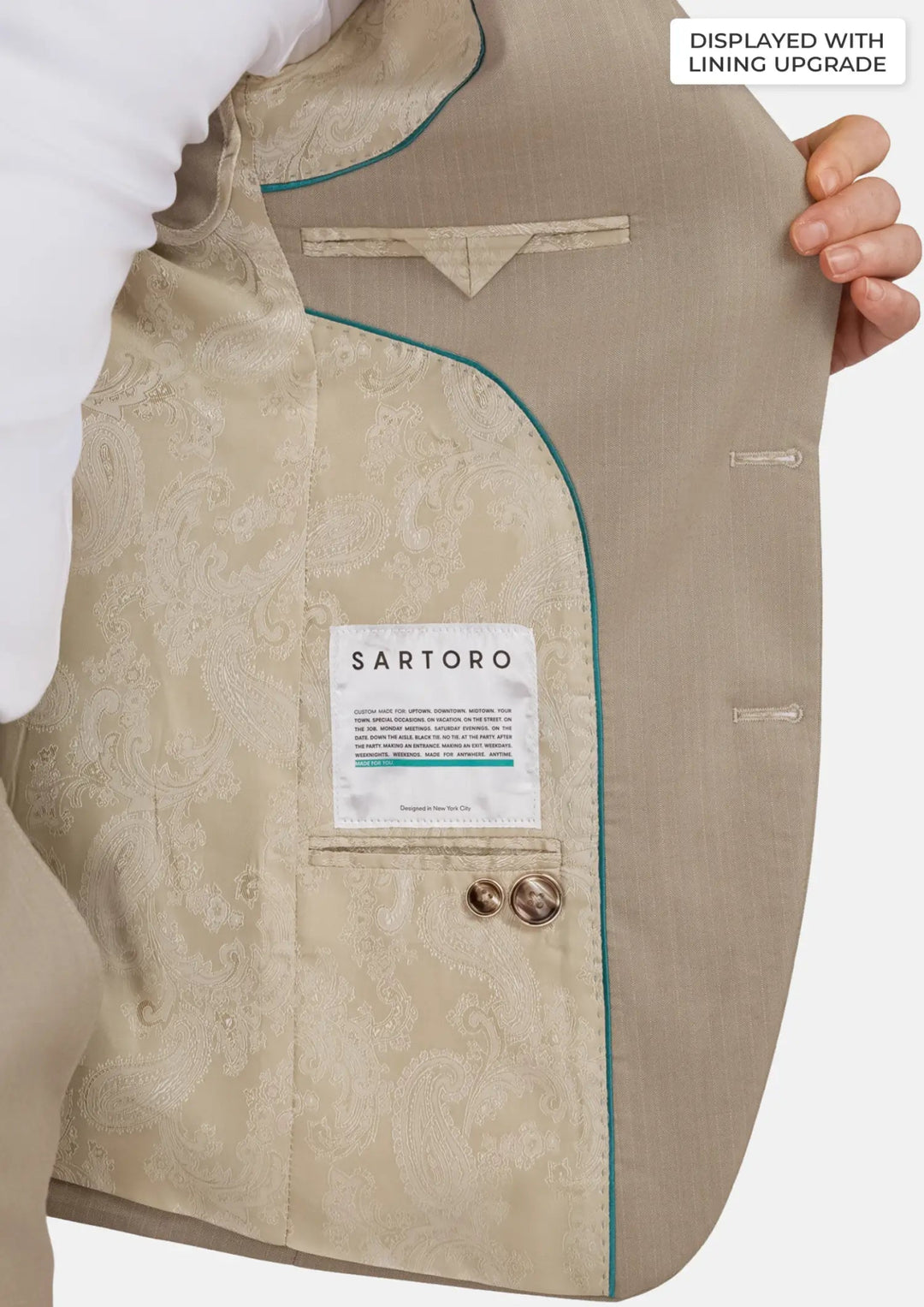 Sand Herringbone Ellis Suit - SARTORO