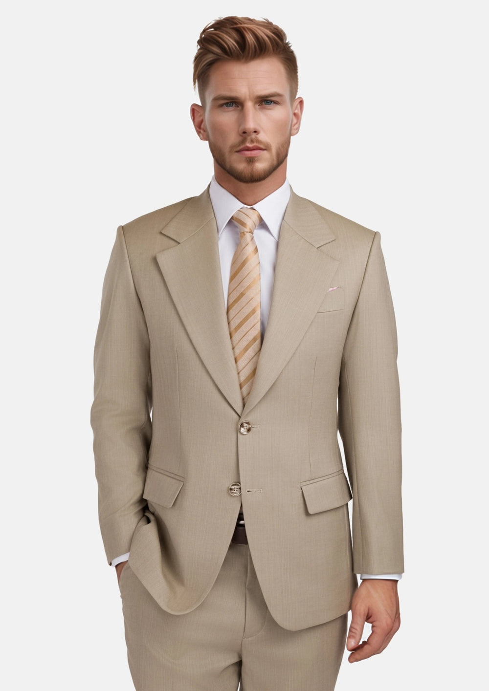 Sand Herringbone Suit823