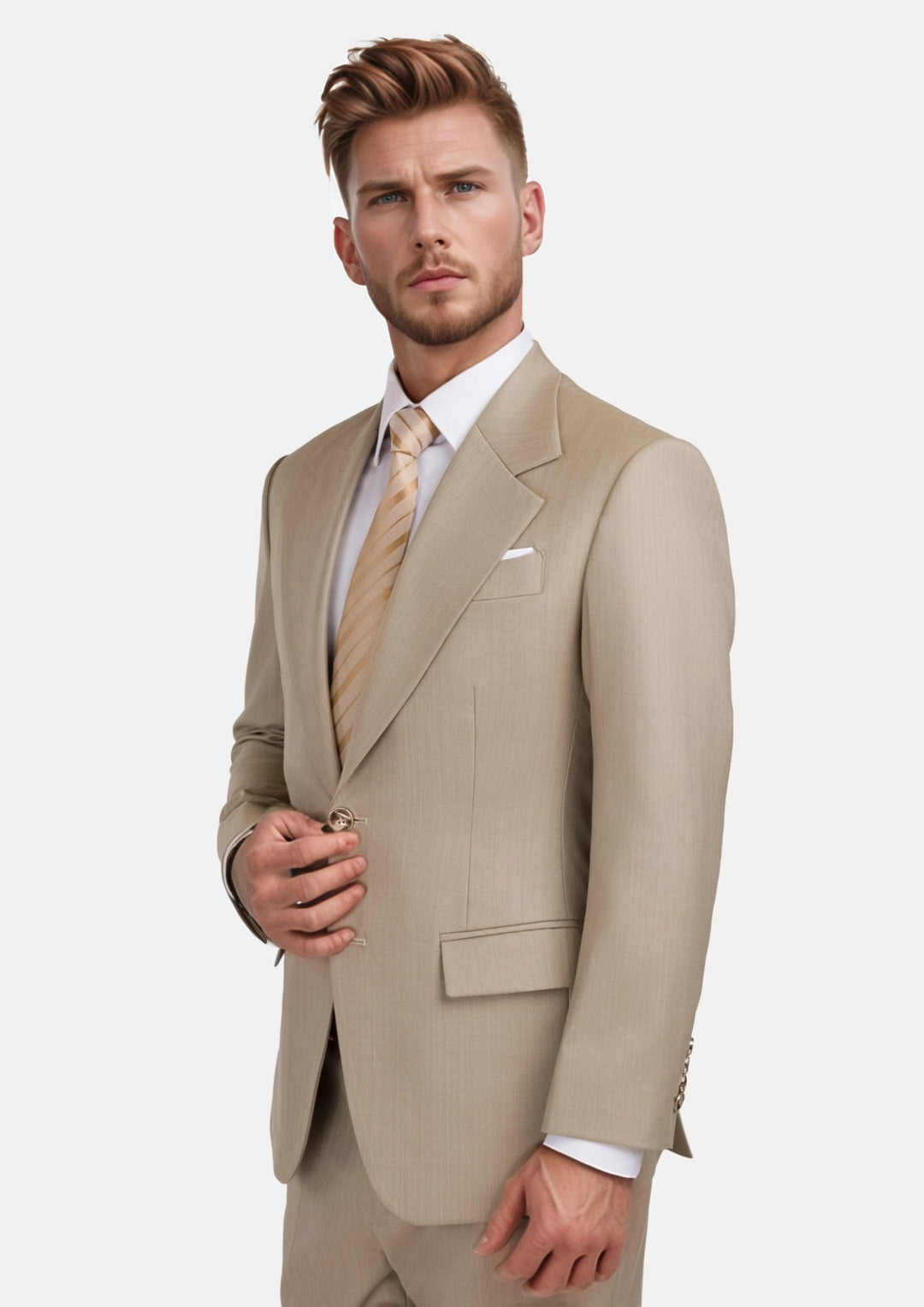 Sand Herringbone Ellis Suit - SARTORO