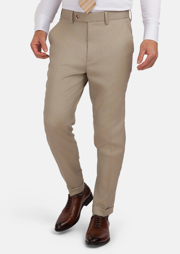 Sand Herringbone Pants - SARTORO346