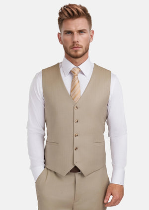 Sand Herringbone Vest