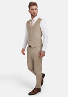 Sand Herringbone Vest - SARTORO637