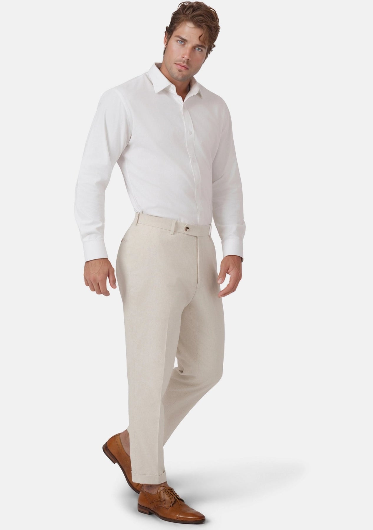Sand Linen Blend Pants - SARTORO576