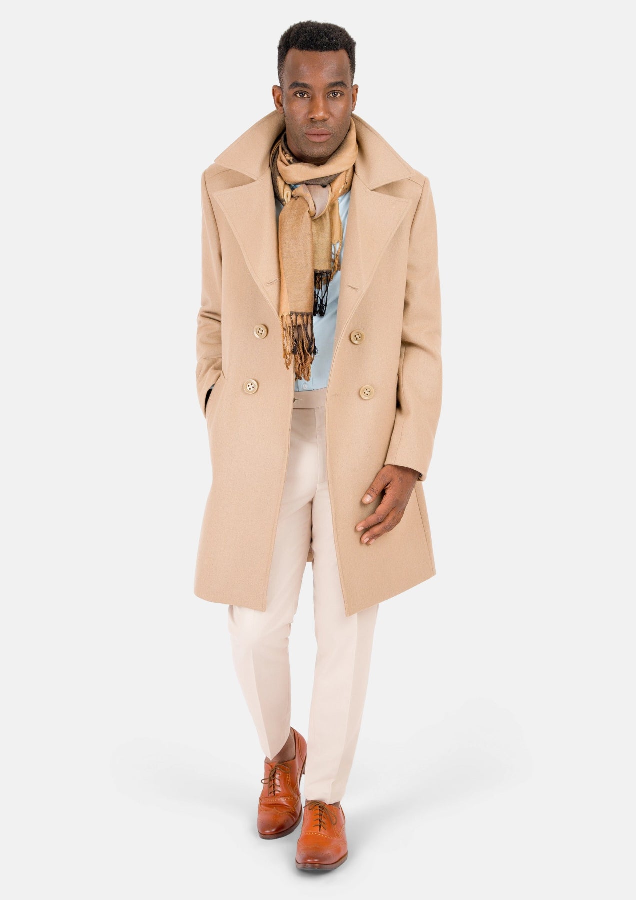 Sand Wool Signature Peacoat - SARTORO93