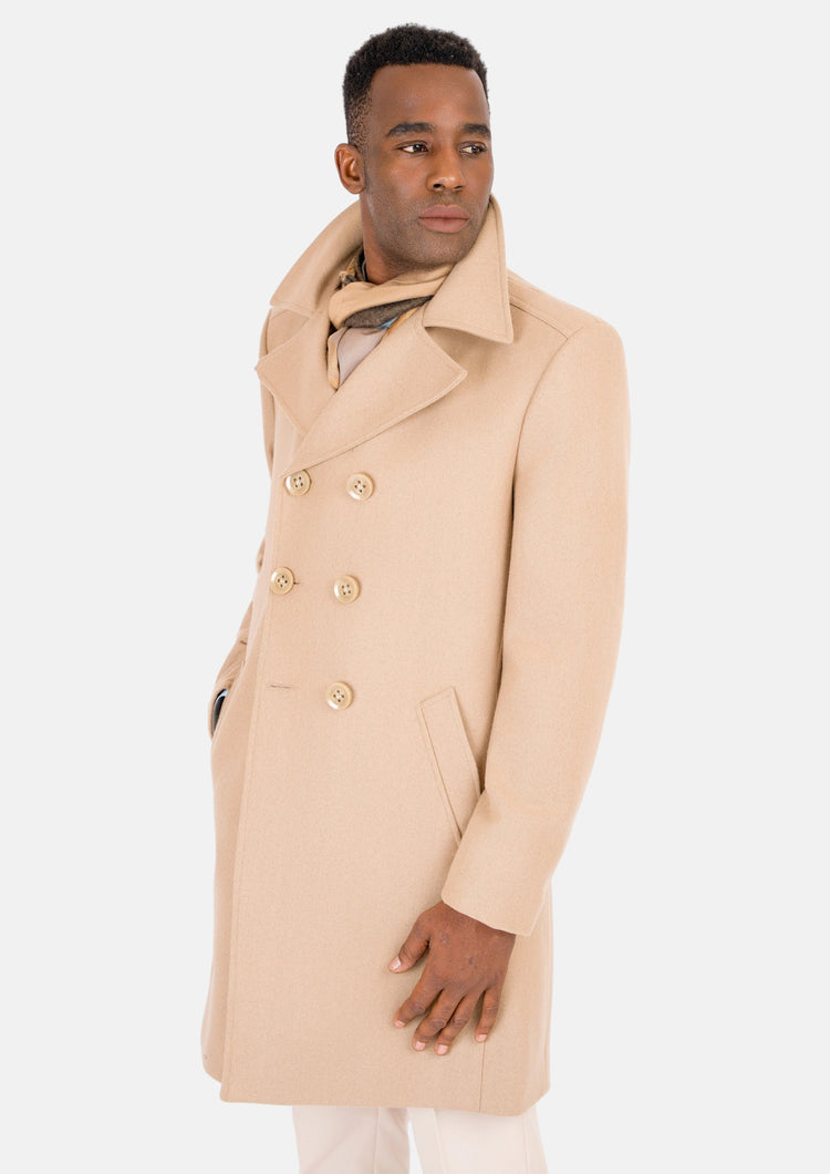 Sand Wool Signature Peacoat - SARTORO729