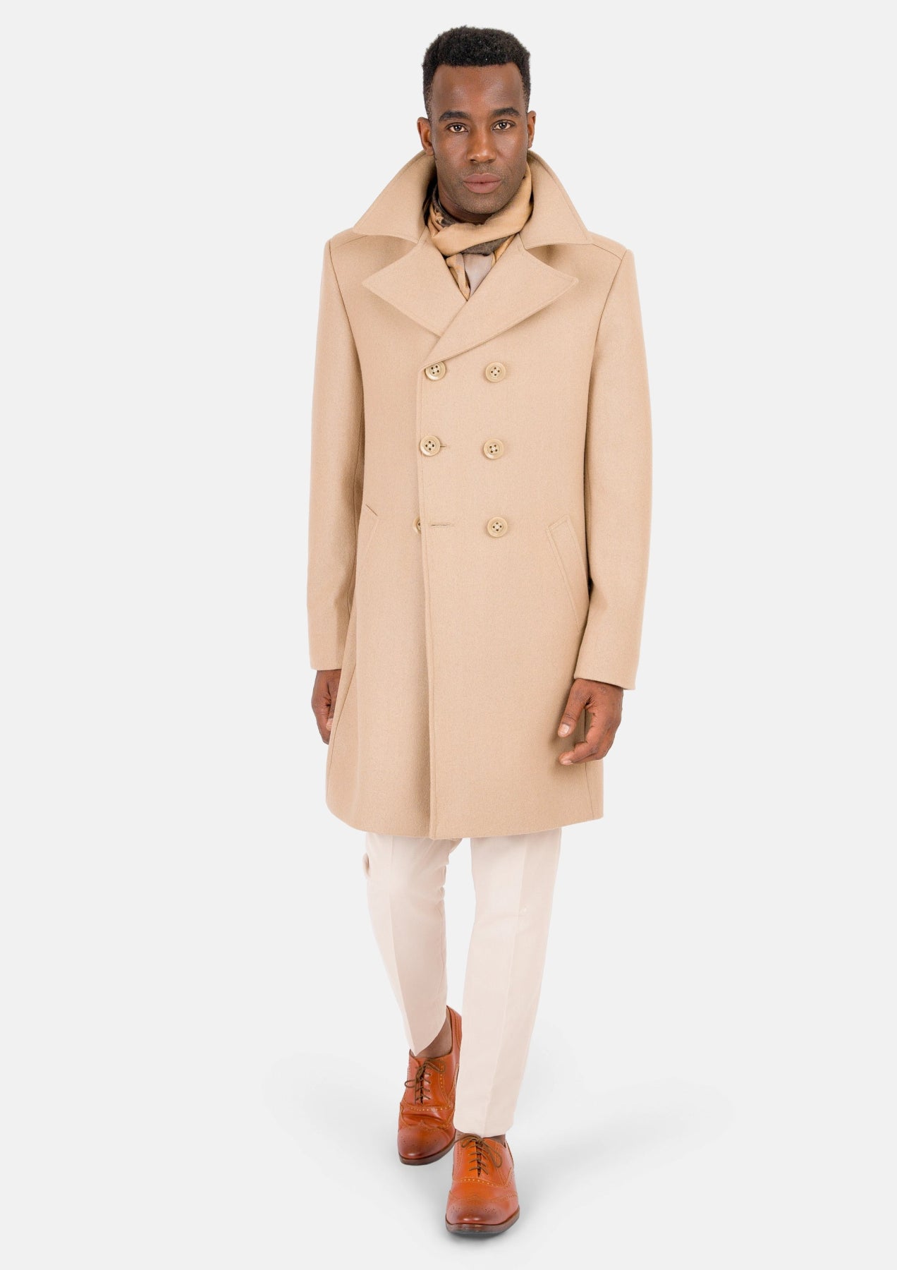 Sand Wool Signature Peacoat - SARTORO585