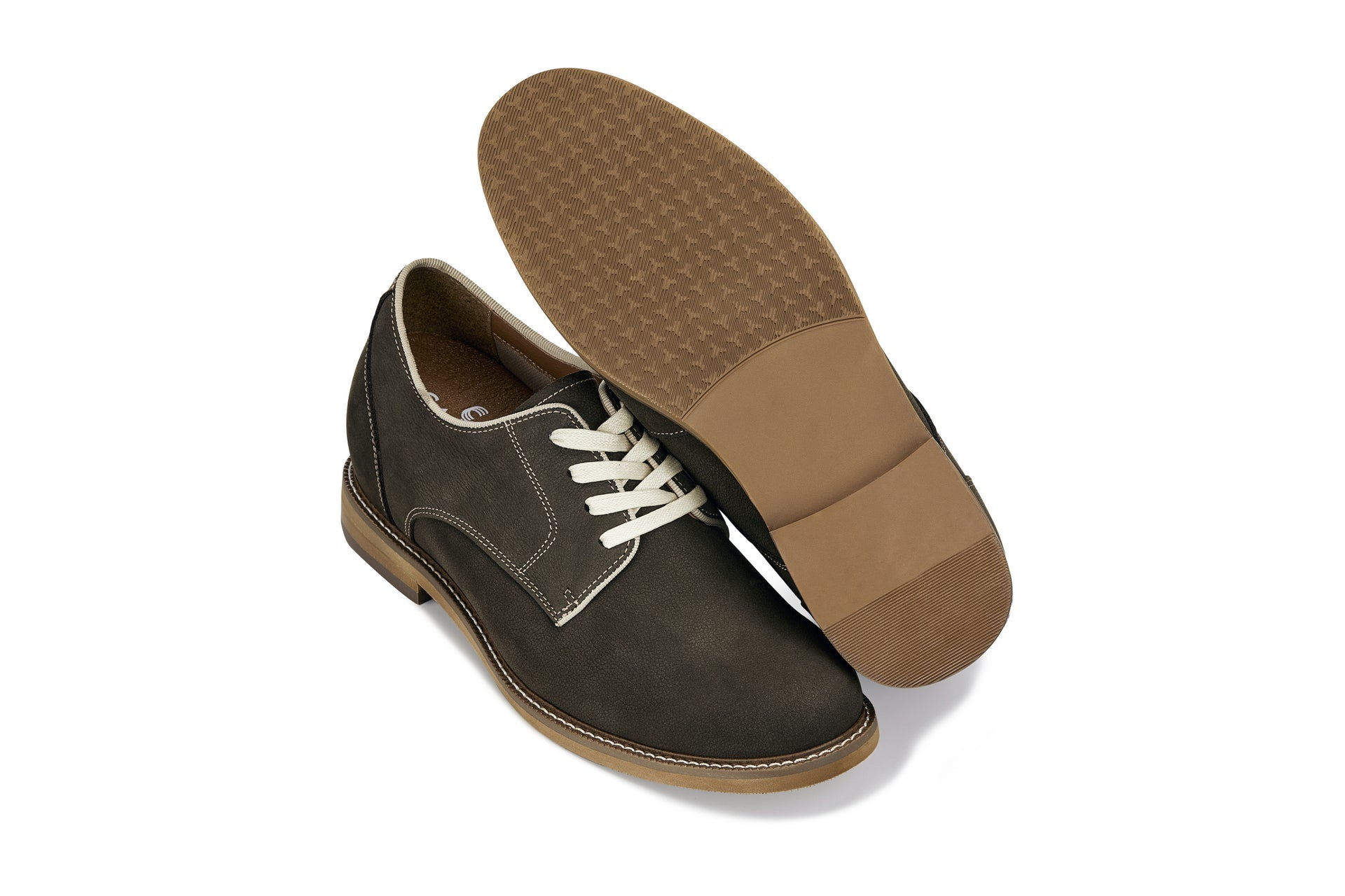 Sardine Grey Business Casual Leather Derbies - 3 Inches Taller - SARTORO78
