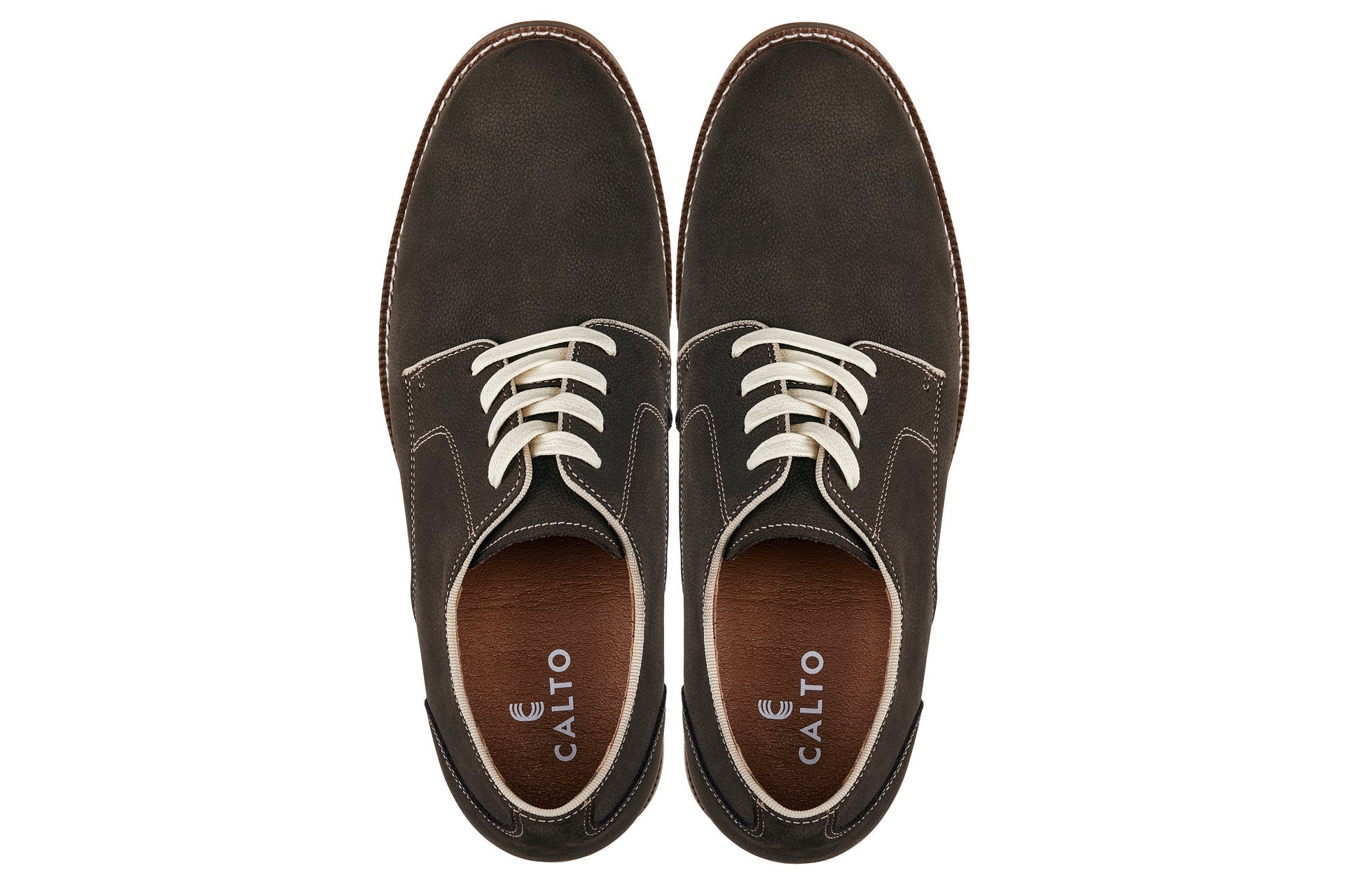 Sardine Grey Business Casual Leather Derbies - 3 Inches Taller - SARTORO290