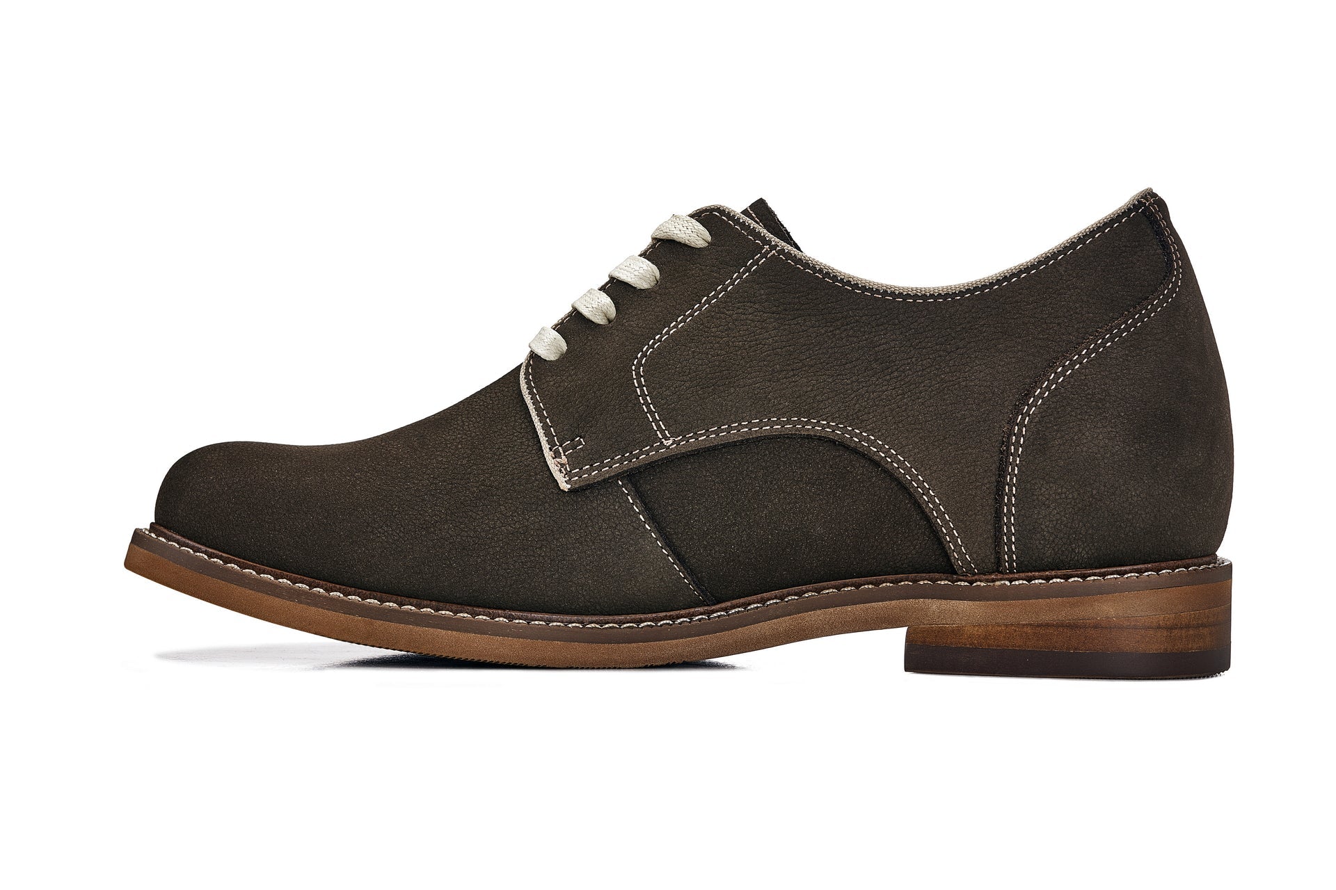 Sardine Grey Business Casual Leather Derbies - 3 Inches Taller - SARTORO425