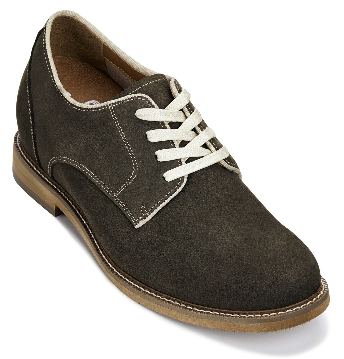 Sardine Grey Business Casual Leather Derbies - 3 Inches Taller - SARTORO297