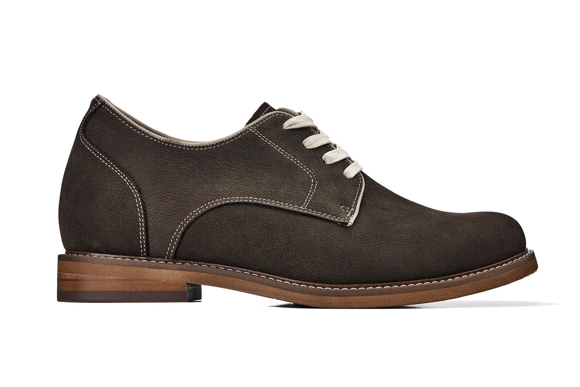 Sardine Grey Business Casual Leather Derbies - 3 Inches Taller - SARTORO642