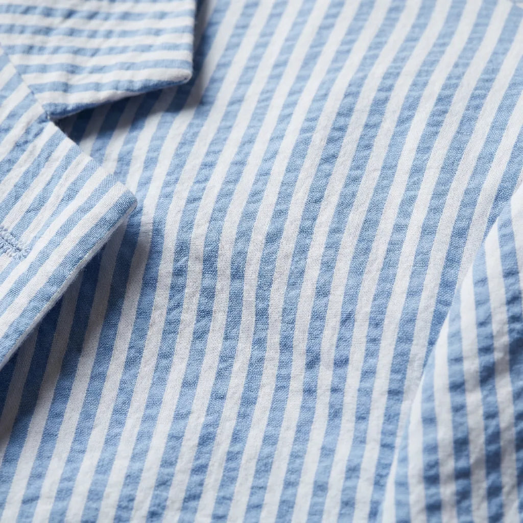 Macro detail of seersucker puckered cotton weave
