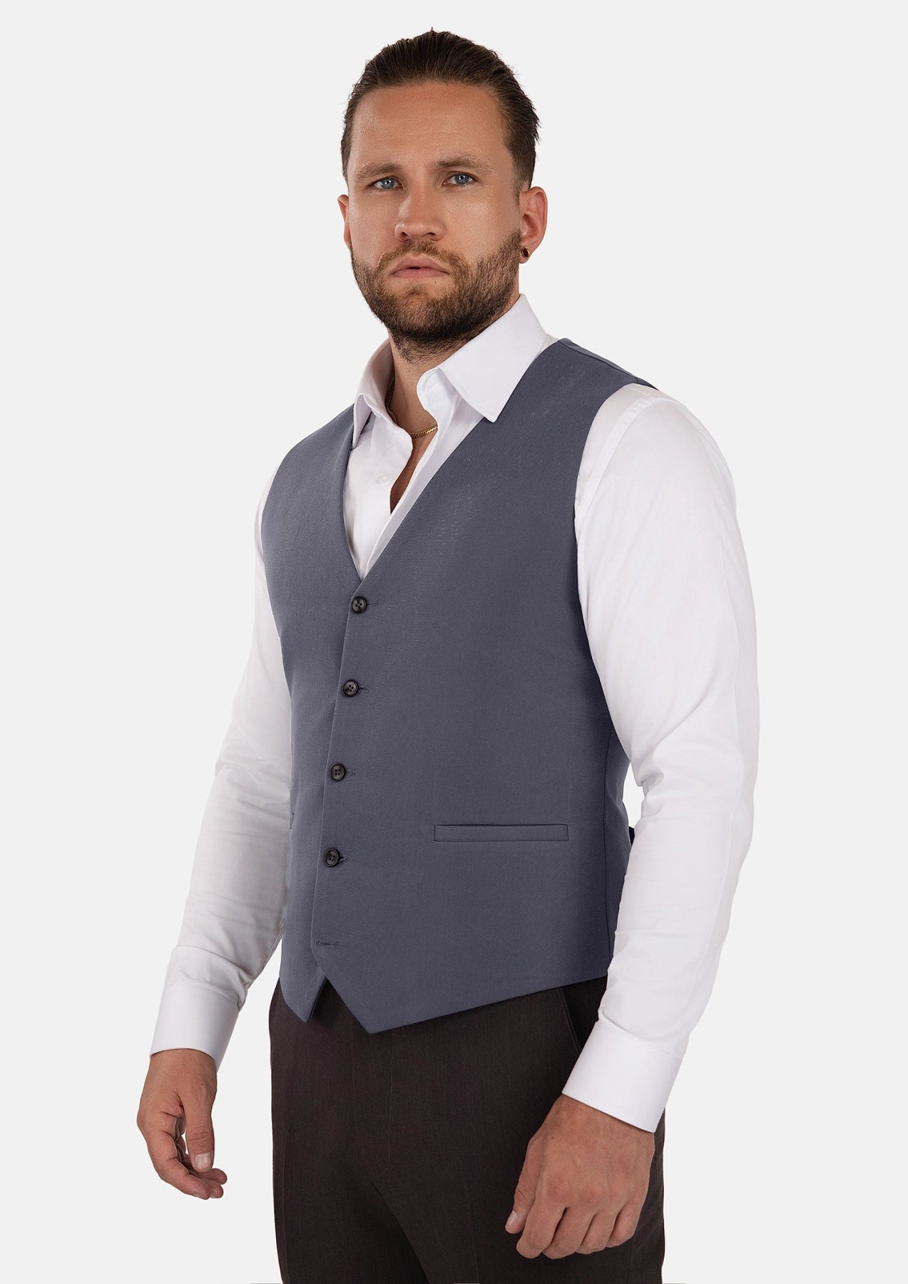 Shadow Grey Cotton Vest - SARTORO200