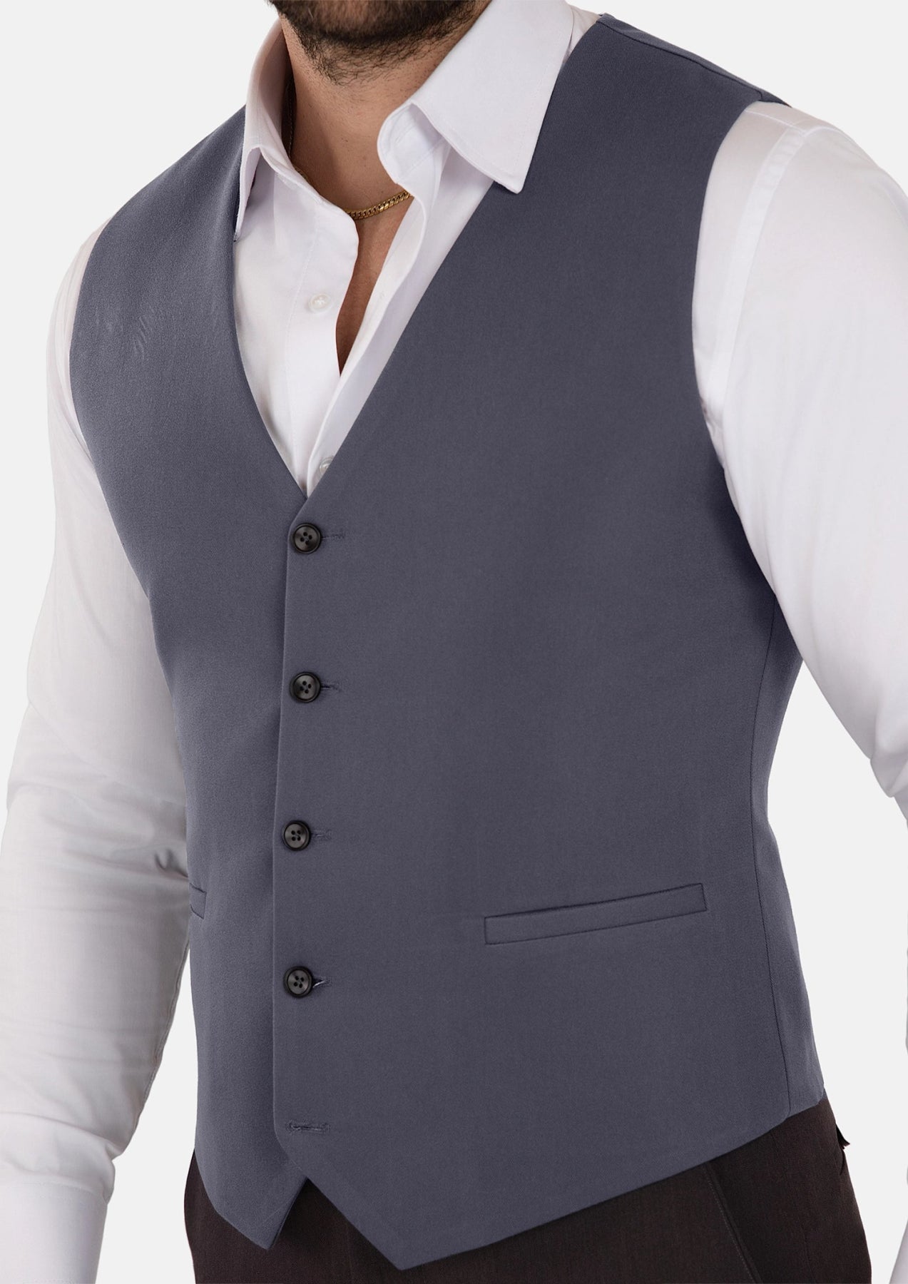 Shadow Grey Cotton Vest - SARTORO84