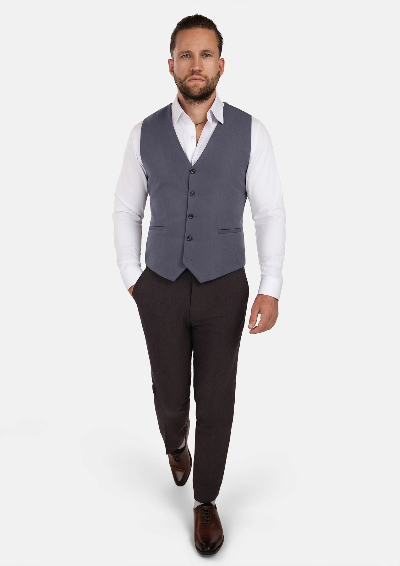 Shadow Grey Cotton Vest - SARTORO845