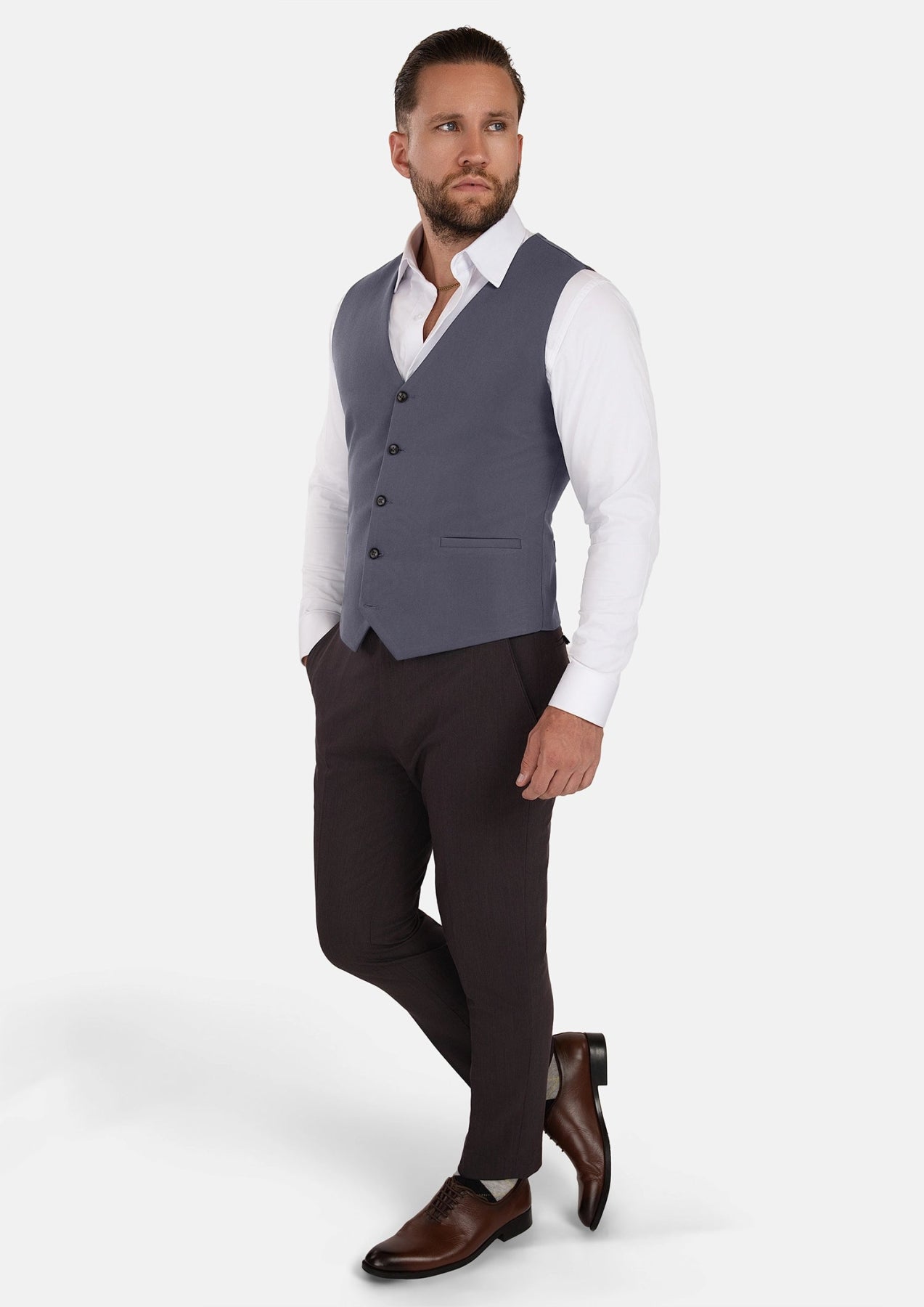 Shadow Grey Cotton Vest - SARTORO694