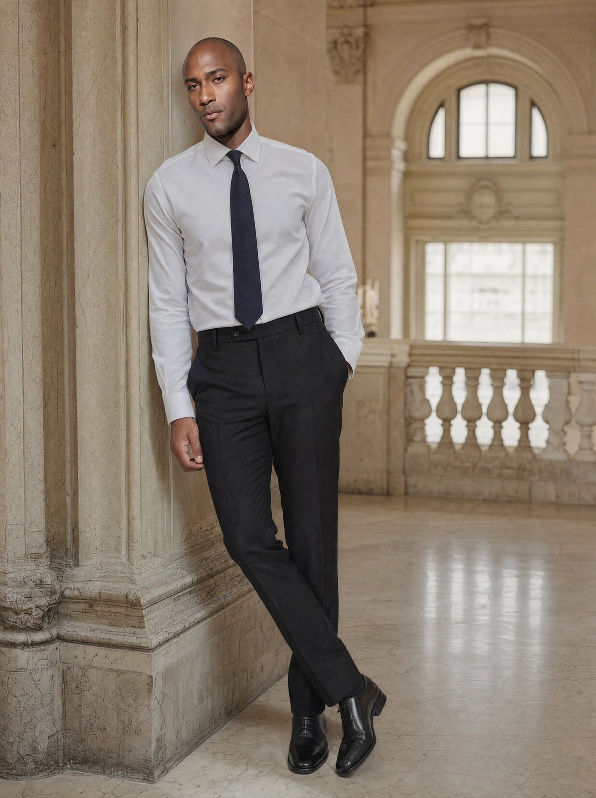 Shimmer Black Pants worn by a model, opera house foyer73