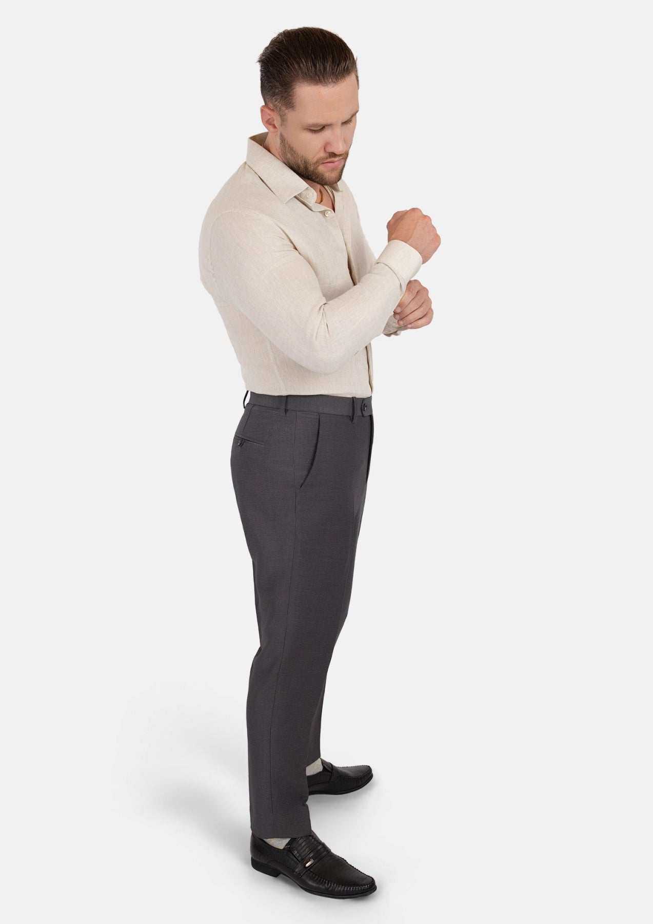 Formal Black Shirt Grey Pants Brown Shoes Shimmer Grey Pants SARTORO Formal Black Shirt Grey Pants Brown Shoes Shimmer Grey Pants SARTORO