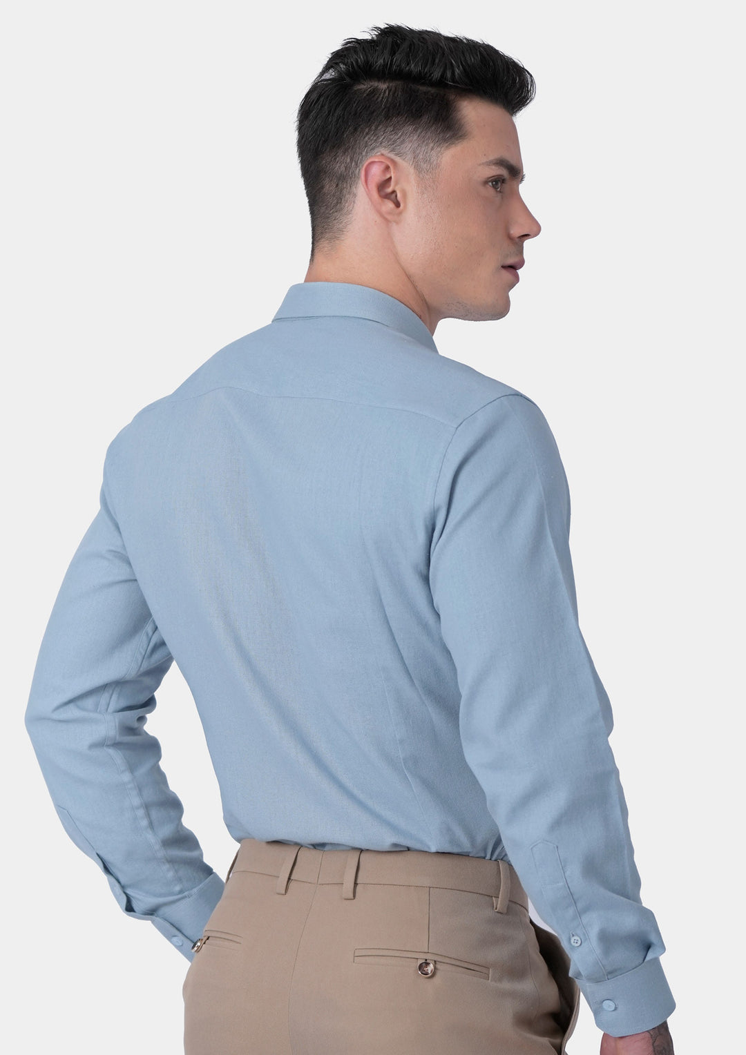 Maya Blue Linen Blend Shirt