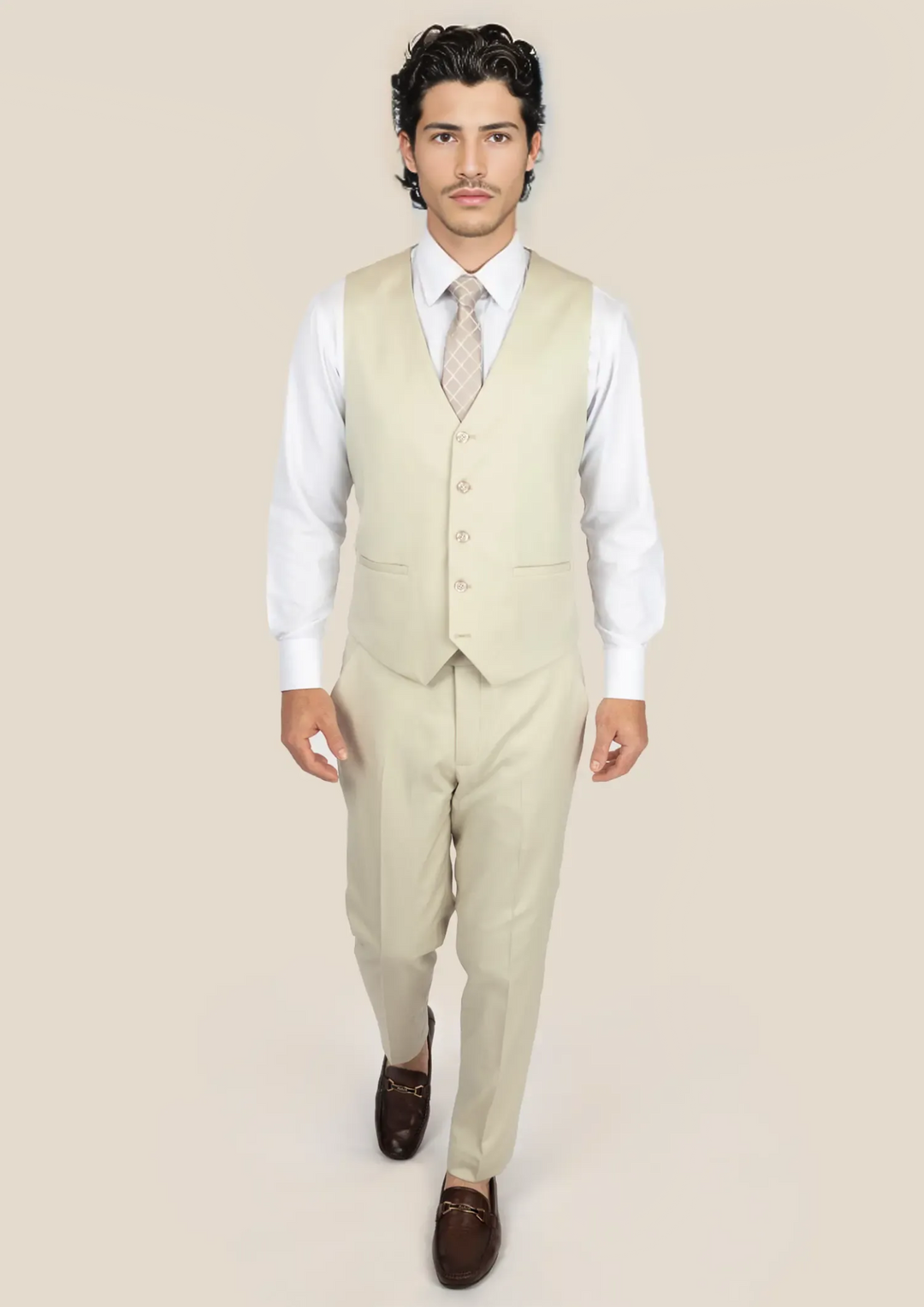 Siena Ivory Twill Vest - SARTORO