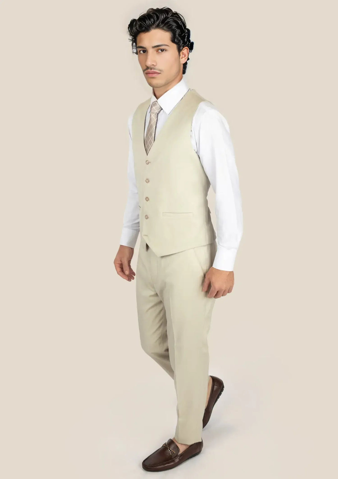 Siena Ivory Twill Vest - SARTORO