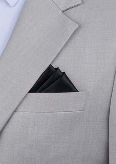 Silk Satin Black Pocket Square - SARTORO