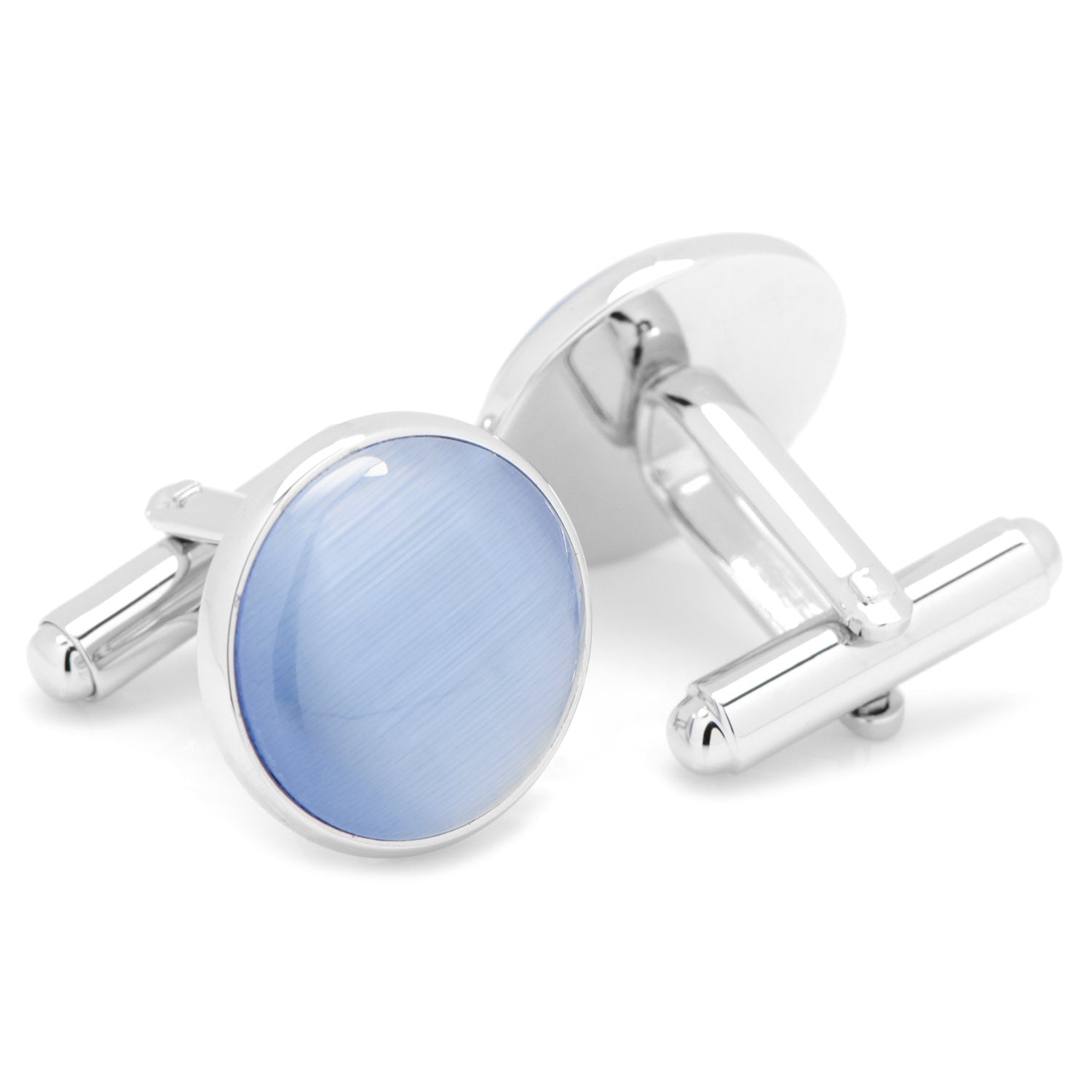 Silver and Blue Catseye Cufflinks - SARTORO340