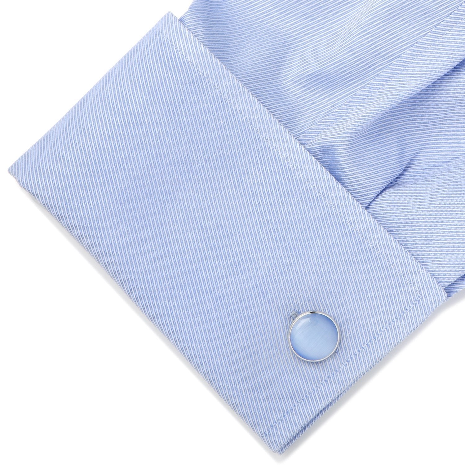 Silver and Blue Catseye Cufflinks - SARTORO182