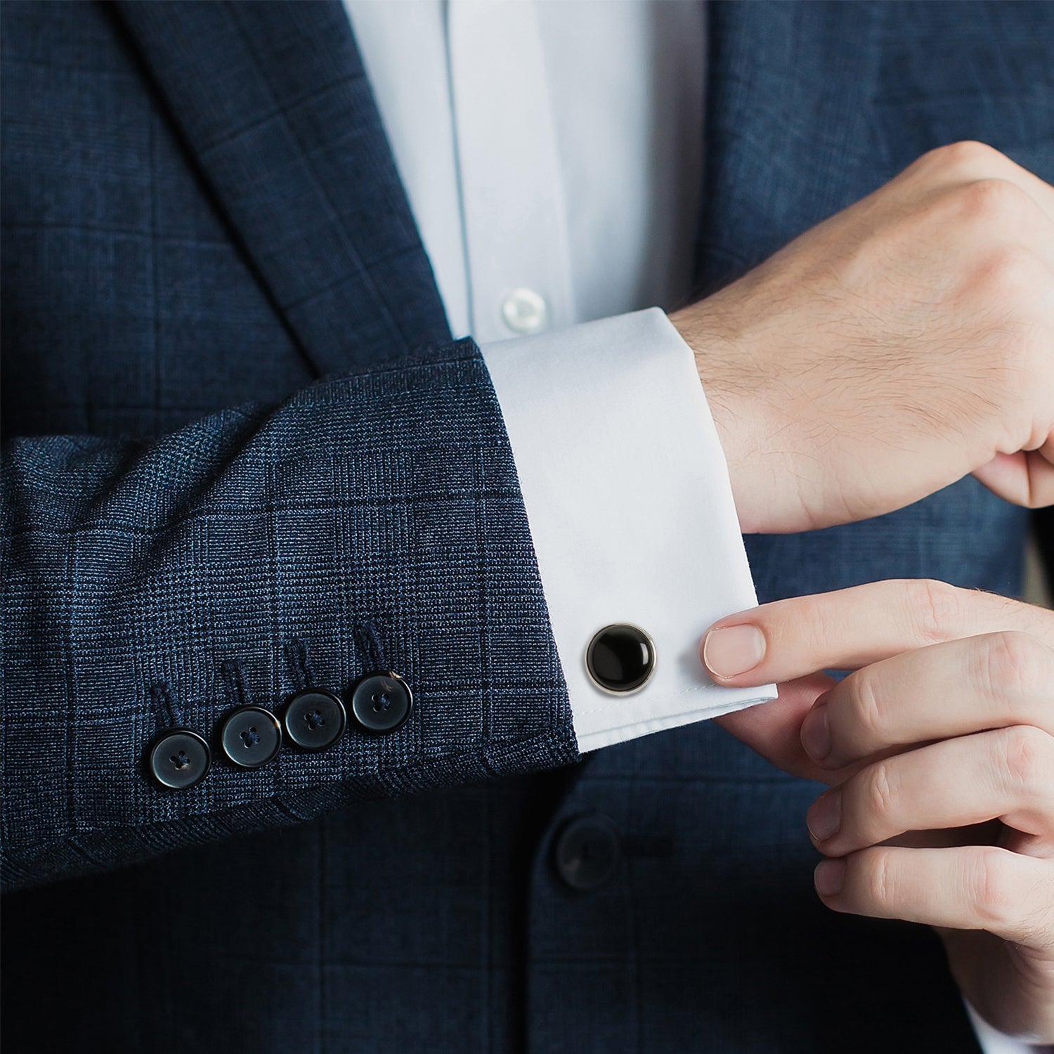 Silver and Onyx Cufflinks - SARTORO981