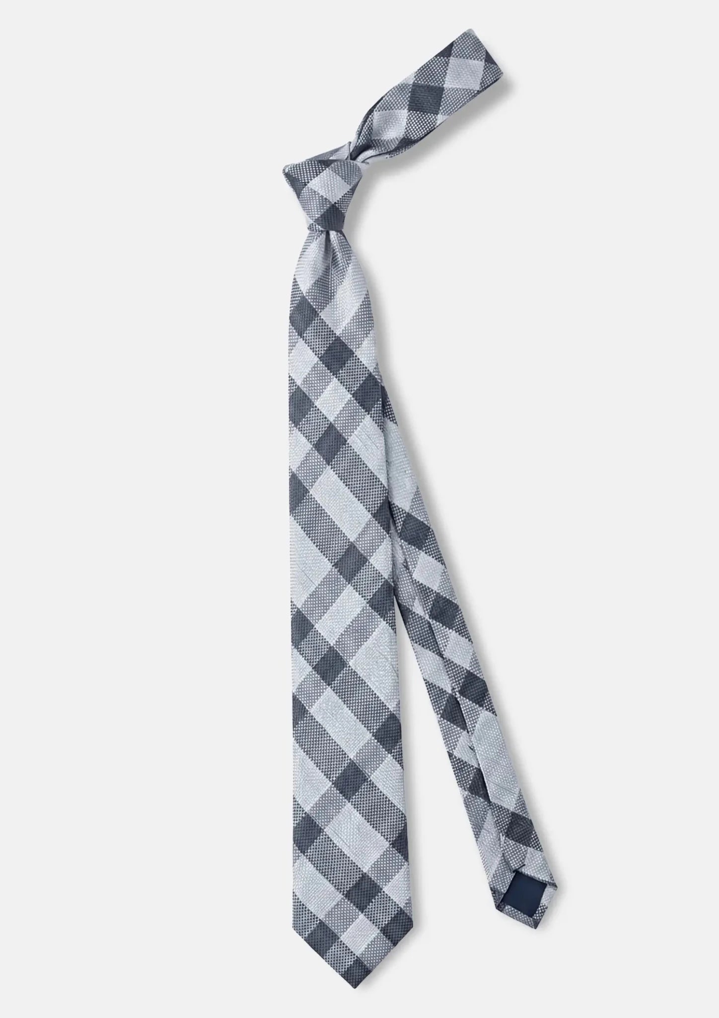Silver Grey Plaid Tie - SARTORO546