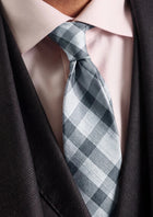Silver Grey Plaid Tie - SARTORO703