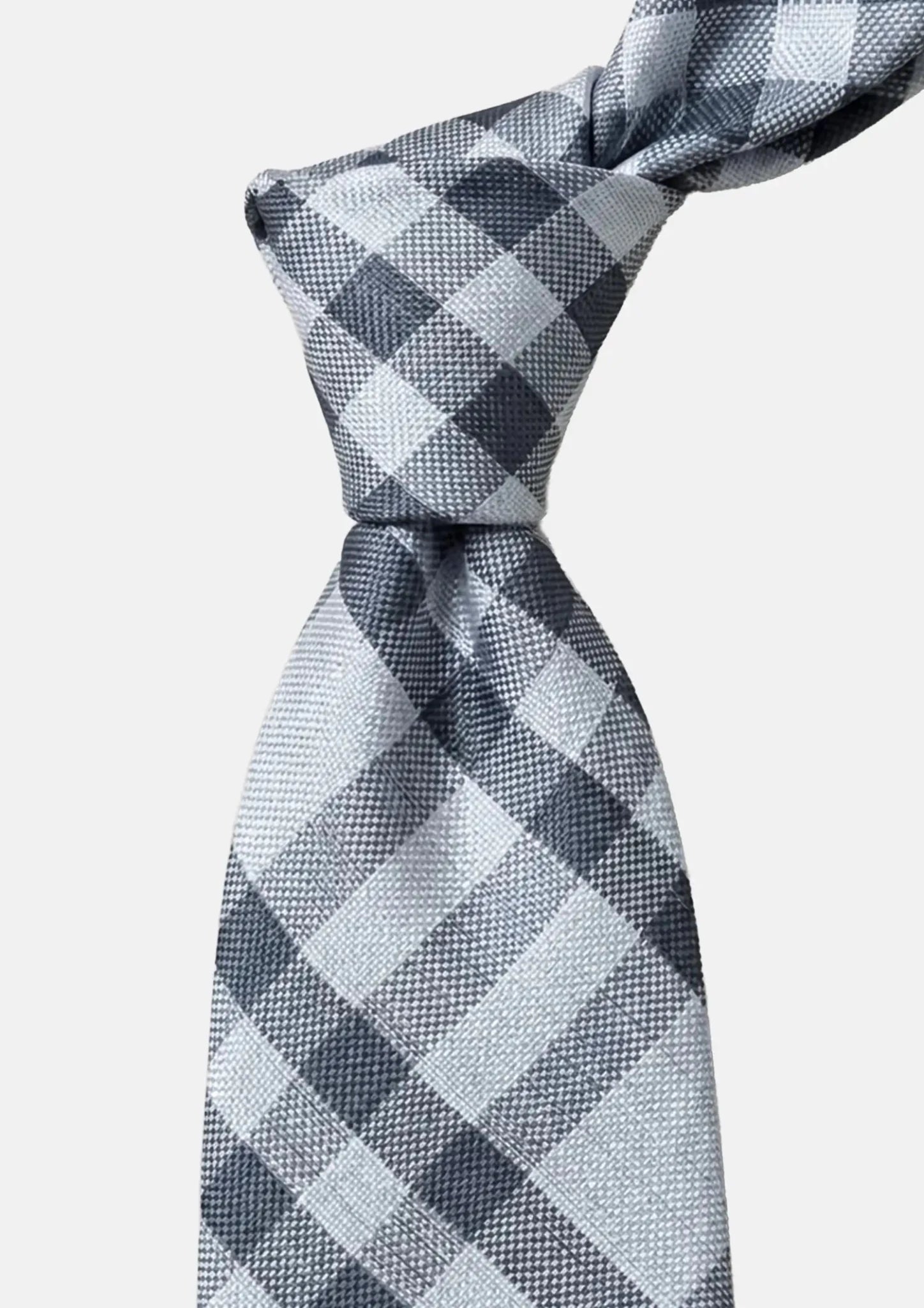 Silver Grey Plaid Tie - SARTORO698