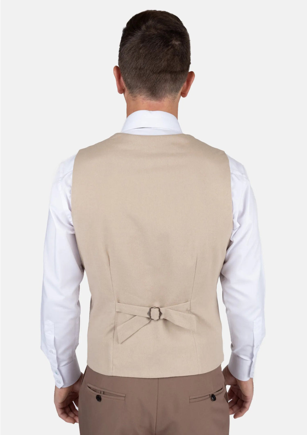 Simply Taupe Linen Blend Vest - SARTORO