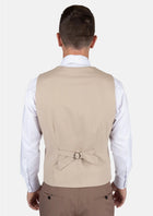 Simply Taupe Linen Blend Vest - SARTORO366